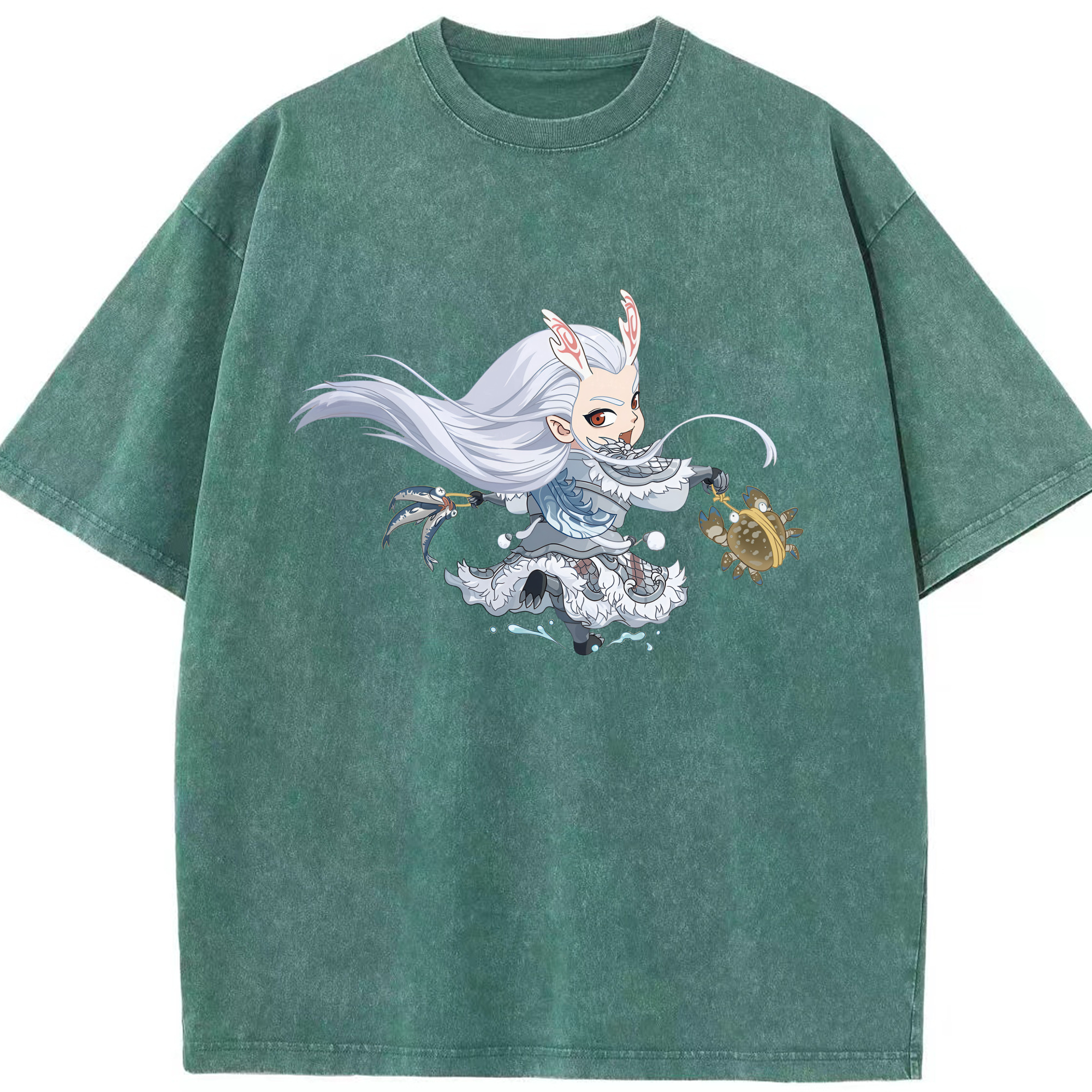 （画像用） Ne Zha 2 ナタ 魔童の大暴れ 綿100% ヴィンテージ風 半袖Tシャツ（フロントプリント）